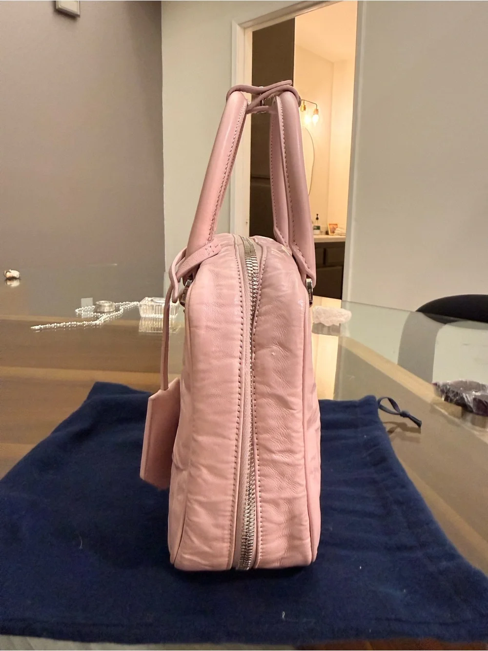 Prada Pink Re-Edition 2001 Top-Handle Bauletto Bag